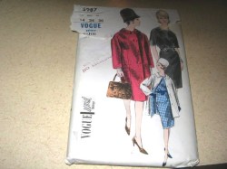 5987 VOGUE 63 1 PIECE DRESS, BK BELT COAT LENGTHS PATTERN 14 34